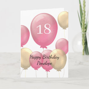 Rosa und Gold Ballons 18. Geburtstagskarte Karte