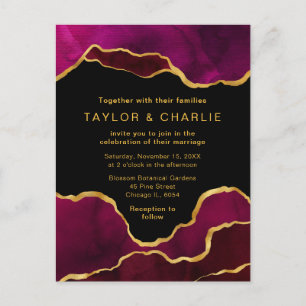 Rosa und Gold bemalte Achat-Hochzeitspostkarte Postkarte