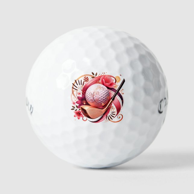 Rosa und Gold, Blütenfarben Golfball (Vorderseite)