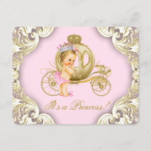 Rosa und Gold Carriage Girls Princess Baby Dusche Einladung