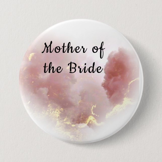 Rosa und Gold Cloud Herz Mutter der Bride Button (Vorderseite)
