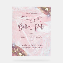 Rosa und Gold Confetti Geburtstagsparty Einladung