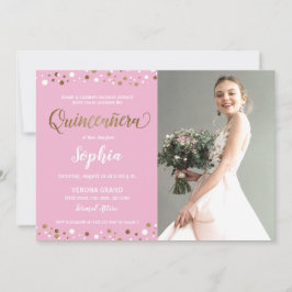 Rosa und Gold Confetti Quinceanera 15. Geburtstag Einladung