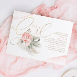 Rosa und Gold Eine Girl-Floral-Boho Kinderdusche Einladung<br><div class="desc">Pampasgras,  pinkfarbene Blume,  Salbeigrün - Braun,  goldfarben und rosa elegante Babydusche - Ein Mädchen</div>