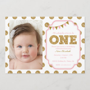 Rosa und Gold Einladung zum 1.