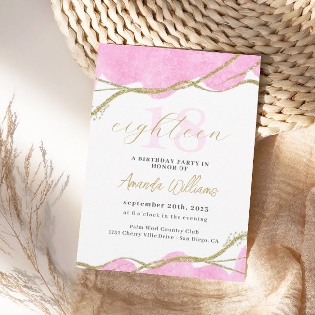 Rosa und Gold Einladung zum 18. Geburtstag (Von Creator hochgeladen)