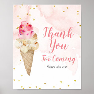 Rosa und Gold Eiscreme Danke fürs Kommen Poster