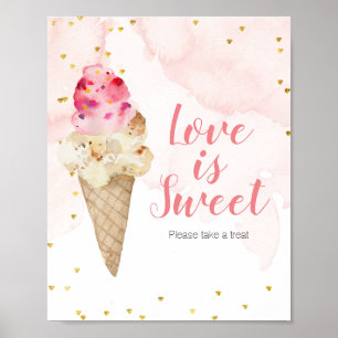 Rosa und Gold Eiscreme Love is Sweet Schild