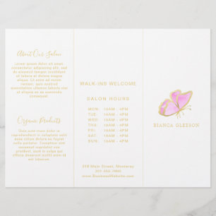 Rosa und Gold Elegante Butterfly Trifold Broschüre