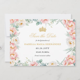 Rosa und Gold Elegante Quinceñera Save The Date