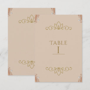 Rosa und Gold Elegantes Chic Tischnummer Karte