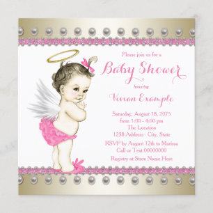 Rosa und Gold Engel Baby Dusche Einladung