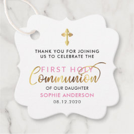 Rosa und Gold erste heilige Kommune Vielen Dank Geschenkanhänger