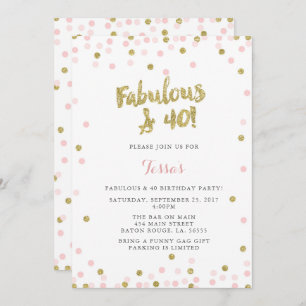 Rosa und Gold Fabulous & 40 Einladungen zum Geburt