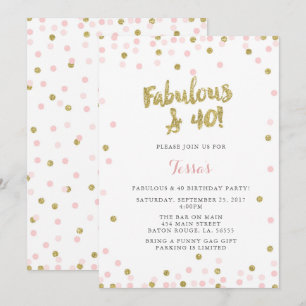 Rosa und Gold Fantastische und 40 Einladungen zum 