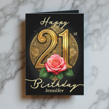 Rosa und Gold Filigree Nummer 21. Geburtstag