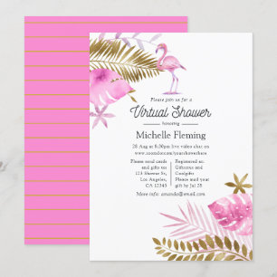 Rosa und Gold Flamingo Virtuelle Babyparty Einladung