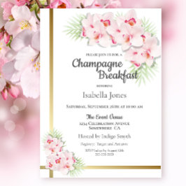 Rosa und Gold Floral Bridal Champagner Frühstück Einladung