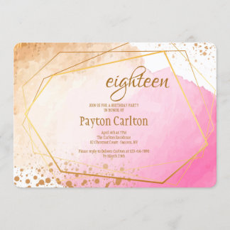 Rosa und Gold Geburtstagsparty Einladung