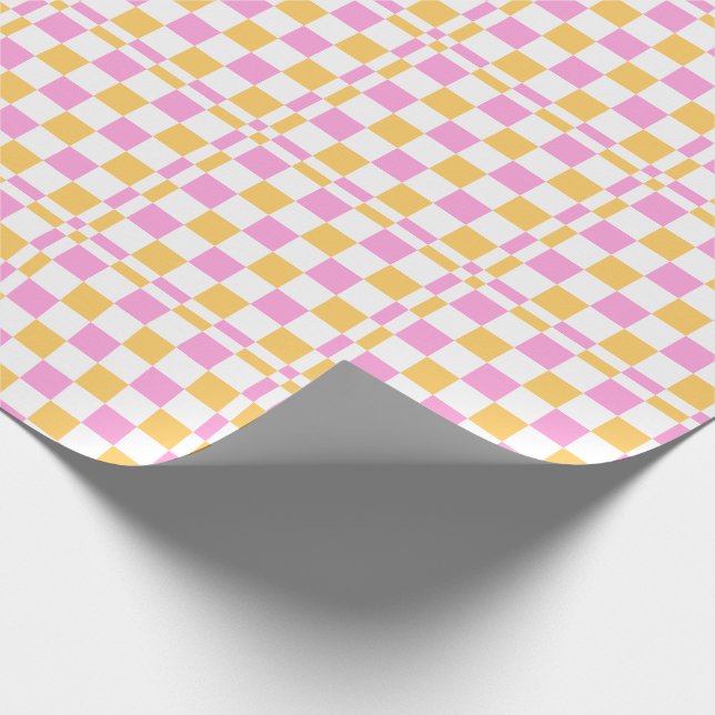 Rosa und Gold geprüft Geschenkpapier (Ecke)