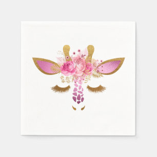 Rosa und Gold Giraffe Napkins Serviette