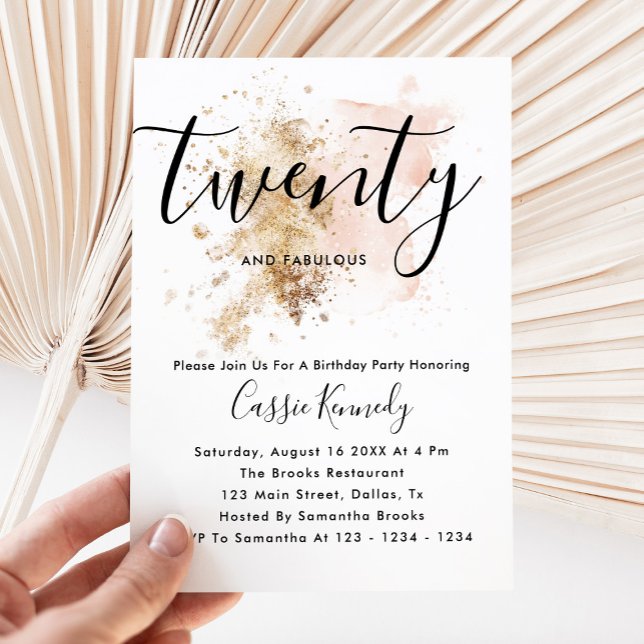 Rosa und Gold Girl 20. Geburtstag Einladung (Von Creator hochgeladen)
