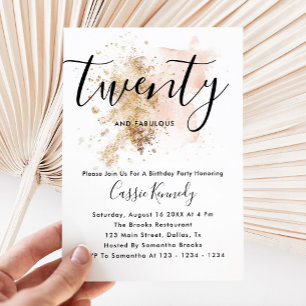 Rosa und Gold Girl 20. Geburtstag Einladung
