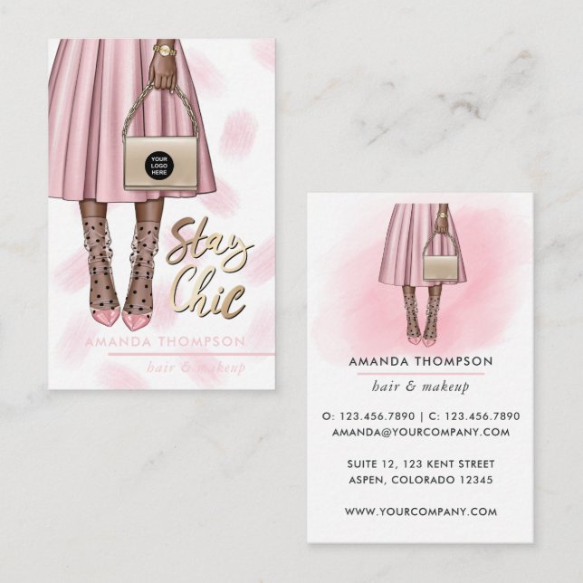 Rosa und Gold Girl Business Card Visitenkarte (Vorne/Hinten)