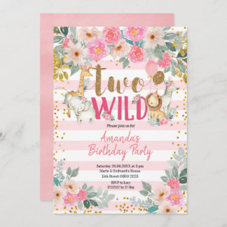 Rosa und Gold Girl Zwei Wilde Geburtstag Einladung