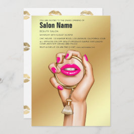 Rosa und Gold Glam Chic Beauty Salon Grand Opening Einladung