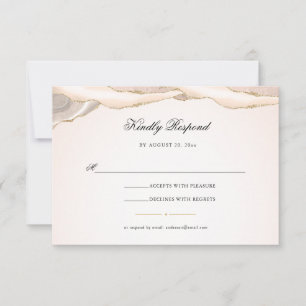 Rosa und Gold Glitter Achat Schrift Hochzeit RSVP Karte