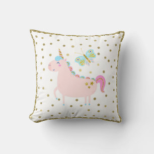 Rosa und Gold Glitter Einhorn Mädchen Schlafzimmer Kissen
