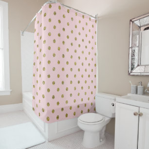 Rosa und Gold Glitter Funkeln Polka Punkte Minimal Duschvorhang