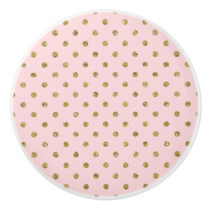 Rosa und Gold Glitter Funkeln Polka Punkte Minimal Keramikknauf