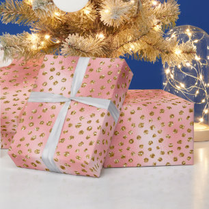 Rosa und Gold Glitter Glam Polka Punkte Muster Geschenkpapier