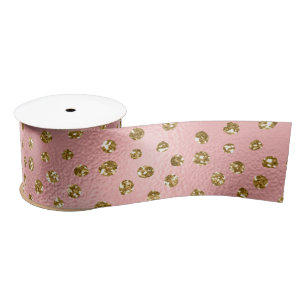 Rosa und Gold Glitter Glam Punkte Muster Satinband
