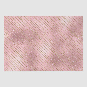 Rosa und Gold Glitter Glam Streifen Muster Seidenpapier