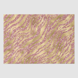 Rosa und Gold Glitter Glam Tiger Streifen Muster Seidenpapier