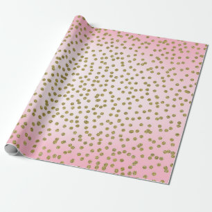 Rosa und Gold Glitter Konfetti Punkte Trendig Glam Geschenkpapier