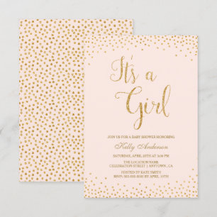 Rosa und Gold Glitzer Girl Baby Dusche Einladungen