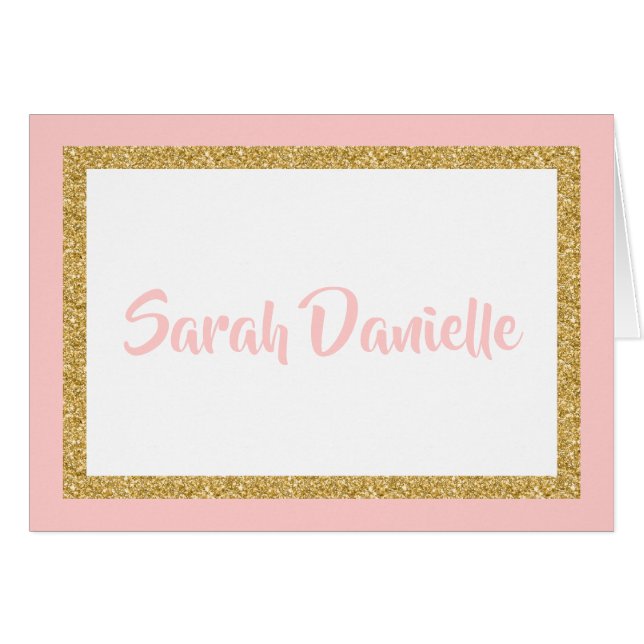 Rosa und Gold Glitzer Vielen Dank (Vorderseite (Horizontal))