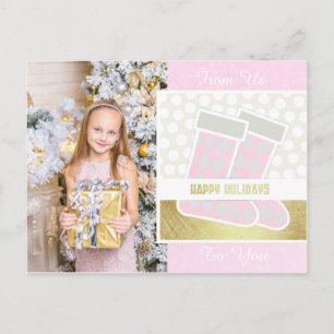 Rosa und Gold Happy Holiday Postkarte