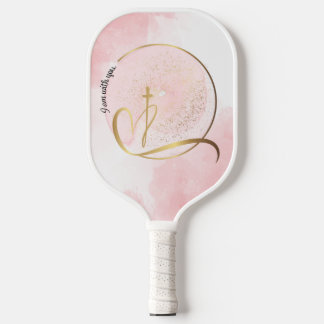 Rosa und Gold Ich bin bei dir Pickleball Paddel Schläger