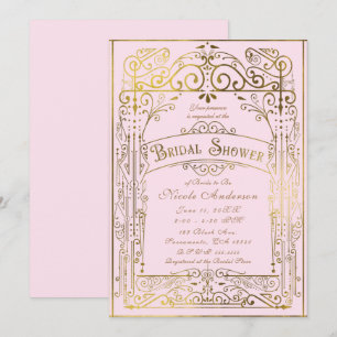 Rosa und Gold im Vintage-Victorian-Stil: Brautscha Einladung