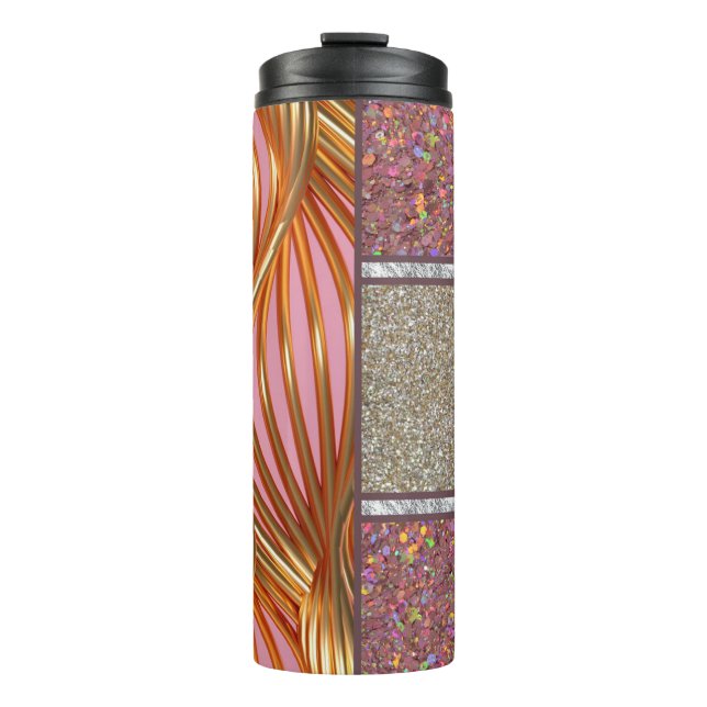 Rosa und Gold | IMITATE GLITZER Thermosbecher (Vorderseite)