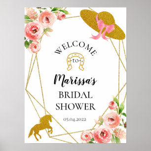 Rosa und Gold Kentucky Derby Begrüßungszeichen Poster