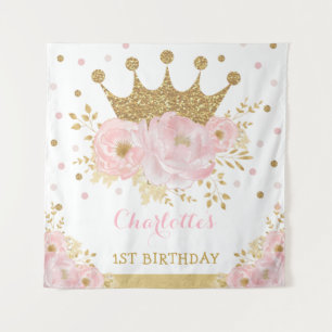 Rosa und Gold Königliche Kronprinzessin Geburtstag Wandteppich