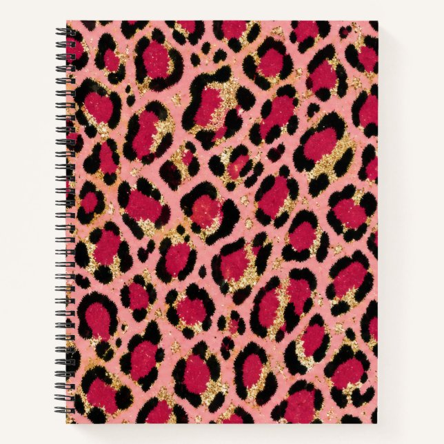 Rosa und Gold Leopardenmuster Notizbuch (Vorderseite)