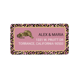 Rosa und Gold Leopardenprint Adressaufkleber