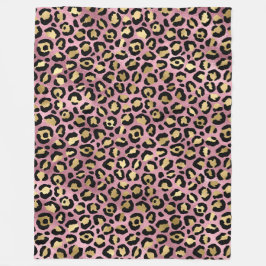 Rosa und Gold Leopardenprint Fleecedecke